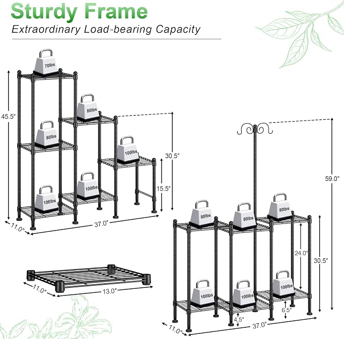 Plant Stand Indoor Outdoor, Heavy Duty Metal Waterproof 6 Tiered Plant Shelf - Image 4