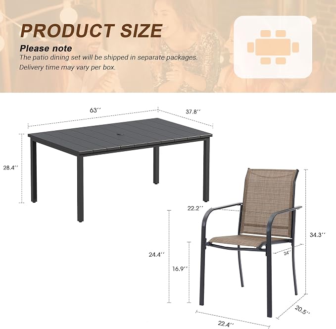 VICLLAX 7 Pieces Patio Outdoor Dining Set - Image 8