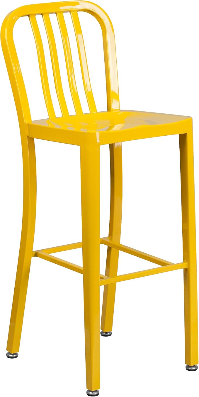Flash Furniture Commercial Grade 30" High Yellow Metal Indoor-Outdoor Barstool - Image 3
