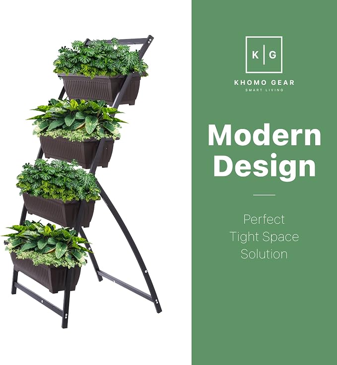 KHOMO GEAR Vertical Garden Planter Balcony Garden Outdoor 4 Tier Raised Bed Box - Image 6