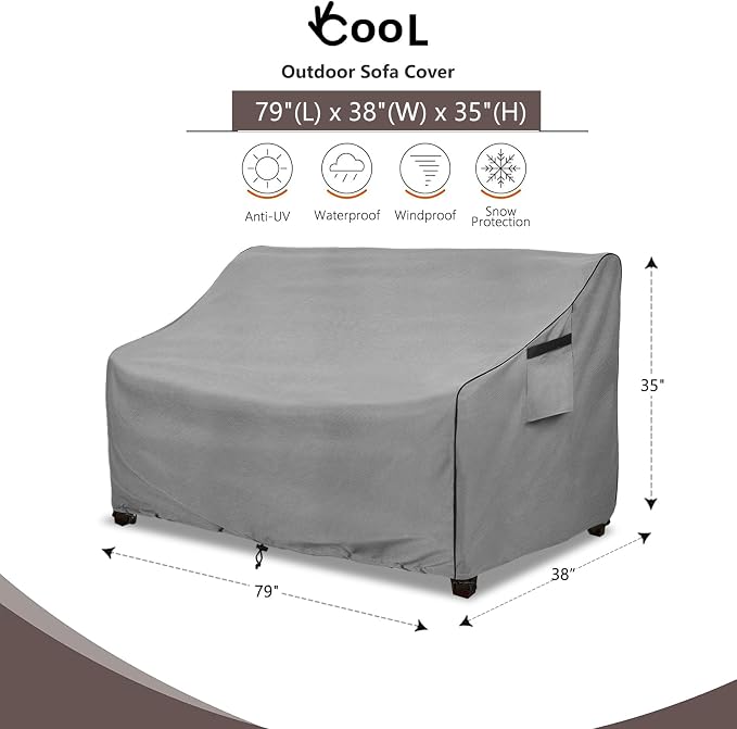 okcool Heavy Duty Patio Sofa Cover, 100% Waterproof 3-Seater Outdoor Sofa Cover - Image 2