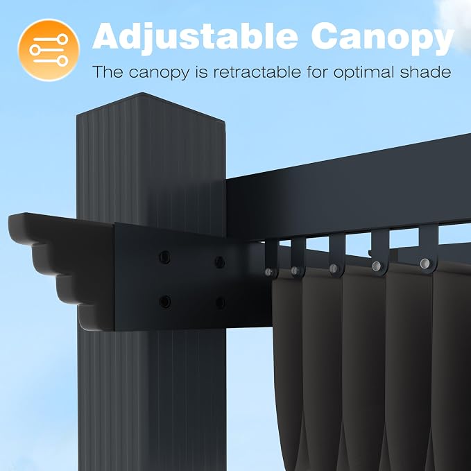 VEIKOU 13x10ft Pergola, Aluminum Pergola w/Thicker Post & Upgraded Retractable - Image 8