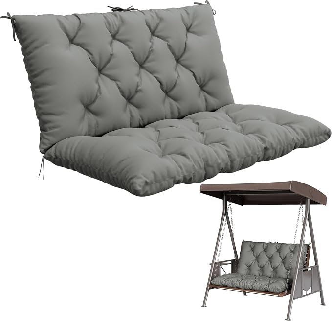Porch Swing Cushion with Backrest, Waterproof Bench Cushion by Pakunoda