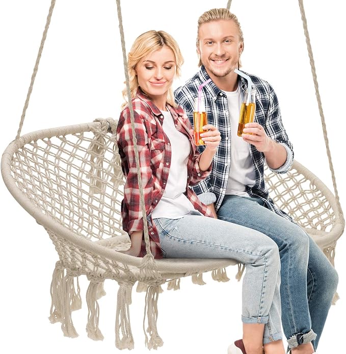 Sorbus Hammock Chair Macrame Hanging Swing Bench, Teens Girl Bedroom, Knitted by Sorbus
