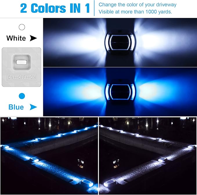 VOLISUN Solar Driveway Lights Dock Deck Lights 12 Pack, 2 Colors in 1, LED - Image 2