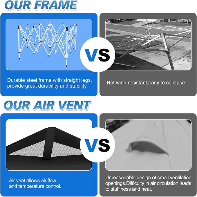 WEIZE Pop up Canopy Tent 10x10ft, 1-Button Push Setup, Instant Portable Shelter - Image 8