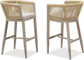 PURPLE LEAF Outdoor Bar Stools Set of 2 Wicker Bar Height Stool Bar Chairs by PURPLELEAF