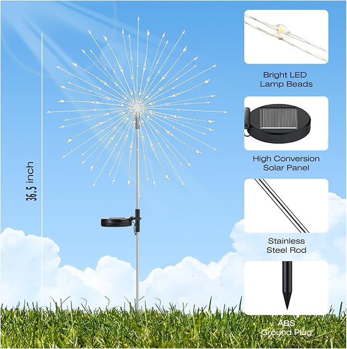 Garden Decor Solar Lights Outdoor, 155LED 8 lighting modes pole light - Image 6