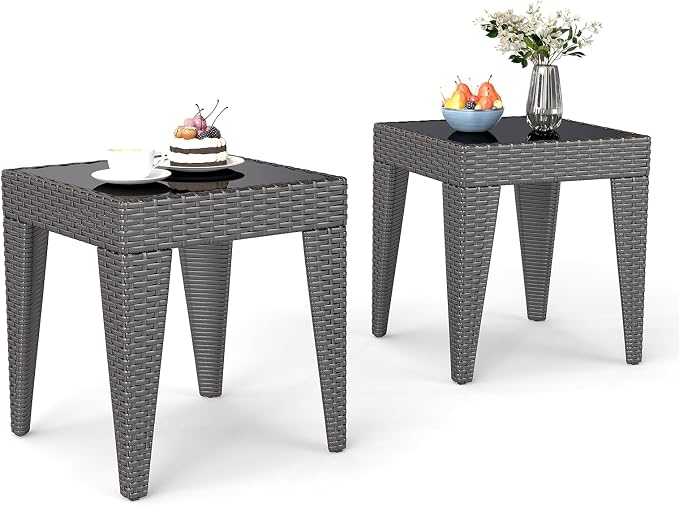 Kinfant Rattan Patio Side Table by Kinfant