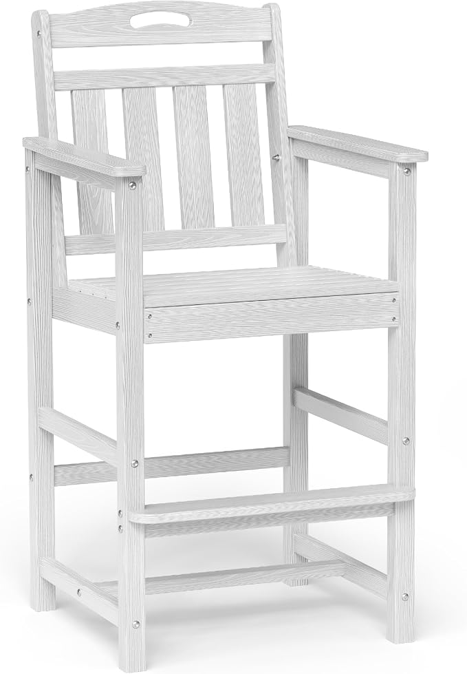 Ciokea Heavy Duty Bar Height Chair, 380lbs Outdoor Adirondack Tall Bar Chair by CIOKEA