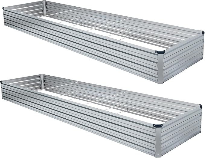 2 Pack 12x2x1FT Galvanized Raised Garden Bed Kit, Outdoor Metal Planter Box - Image 8