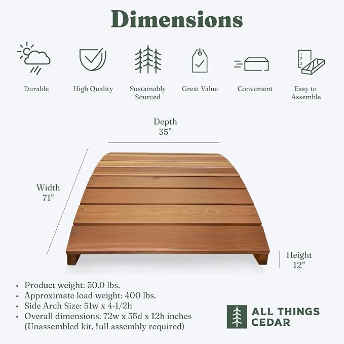 All Things Cedar Wooden Bridge, Outdoor Garden Walkway - Image 3