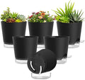 Plant Pots 4 Inch Self Watering Pots, 6 Pack Plastic Planters by SQKH