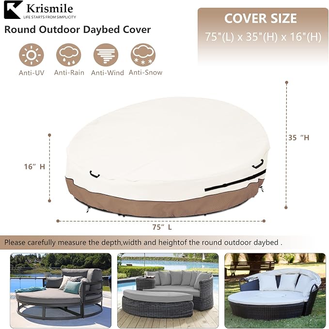 Heavy Duty 600D Waterproof Outdoor Daybed Cover - Image 2