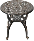 C/G Cast Aluminum Side Table, Decorative Outdoor End Table, Ornate Floral by C%2FG+patio+casa