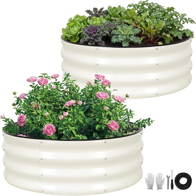ZORMY Galvanized Raised Garden Bed Outdoor, Round Metal Planter Boxes 2 Pcs by ZORMY