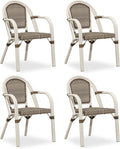 PURPLE LEAF French Bistro Armchairs Set of 4 Patio Rustic Dining Chairs by PURPLELEAF