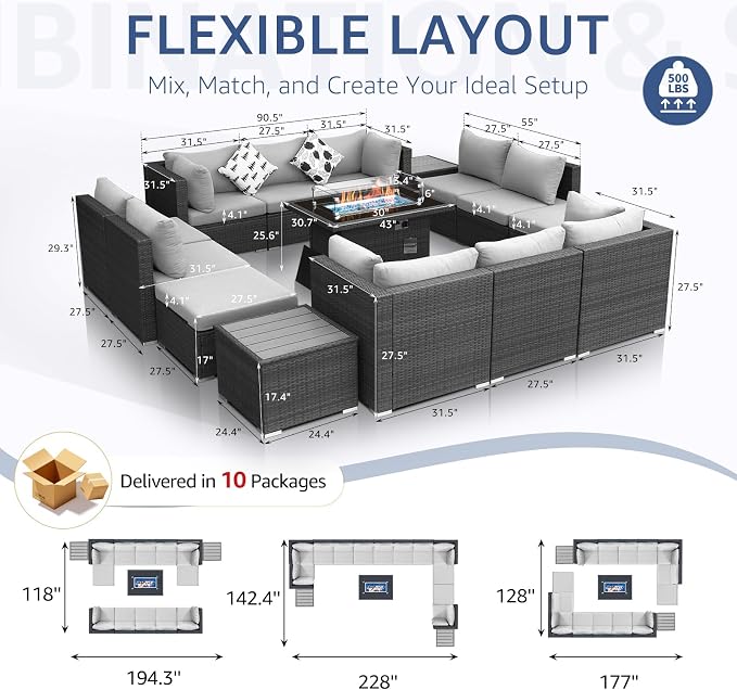NICESOUL 15 Piece Outdoor Sectional - Image 6