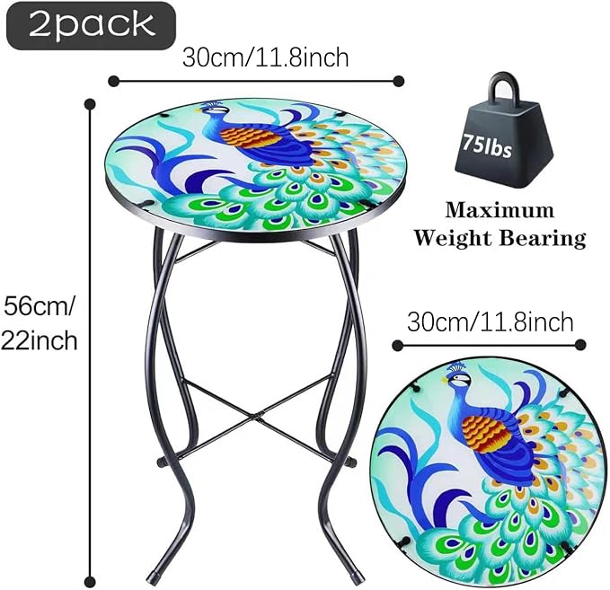 2PCS 12 Inch Small Outdoor Side Table - Image 3
