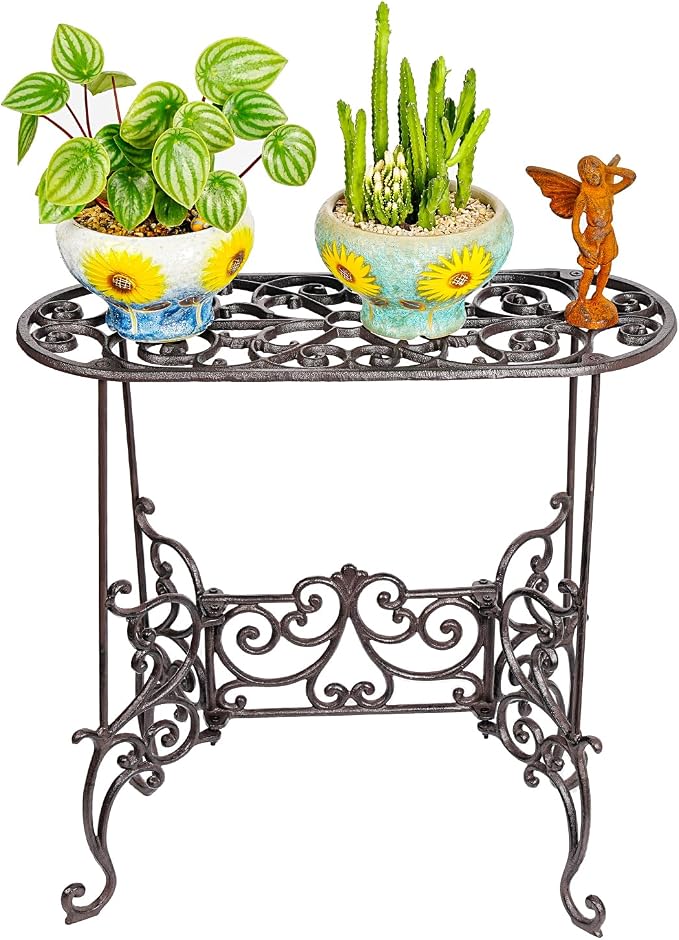 Sungmor Heavy Duty Cast Iron Potted Plant Stand Garden Table - Image 5