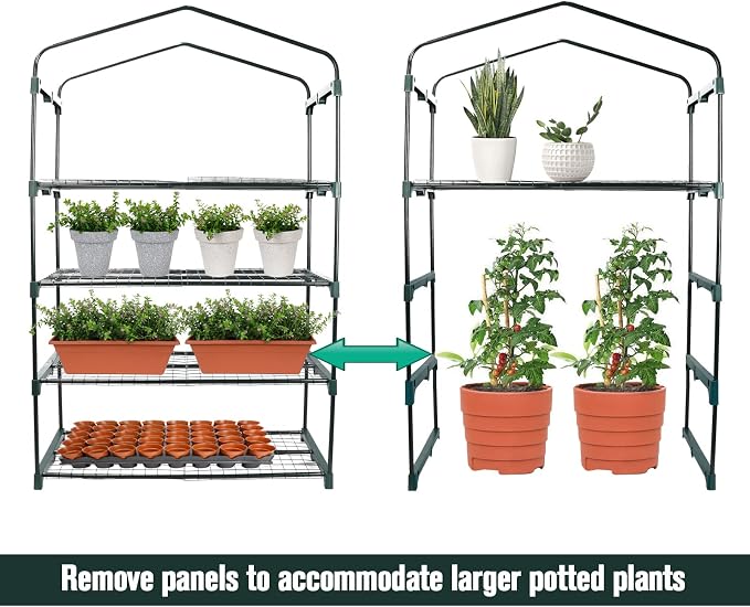 Worth Garden 50% Extra Wide Mini Greenhouse 4 Tier Portable Plant Green House - Image 3