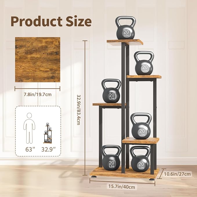 LASZOLA Black 5 Tiered Wood Plant Stand Indoor - Image 2