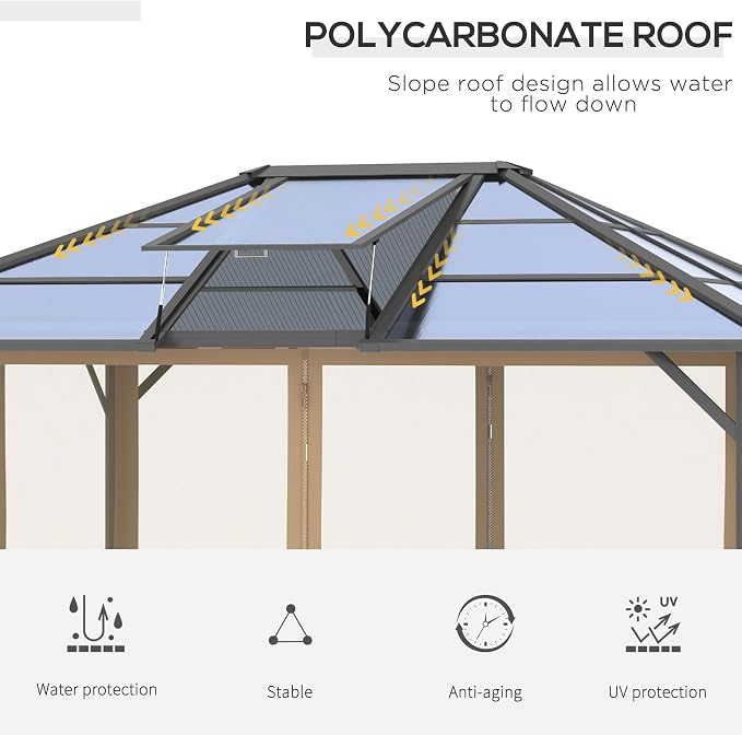 Outsunny 10' x 12' Hardtop Gazebo Canopy - Image 5