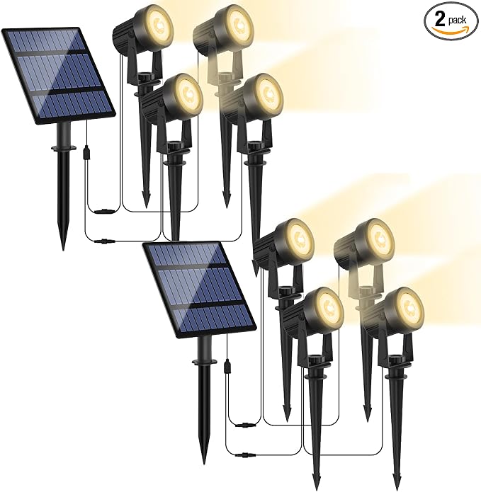 Solar Spotlights Outdoor Waterproof, Warm White Landscape Spotlights, by LINQELLY