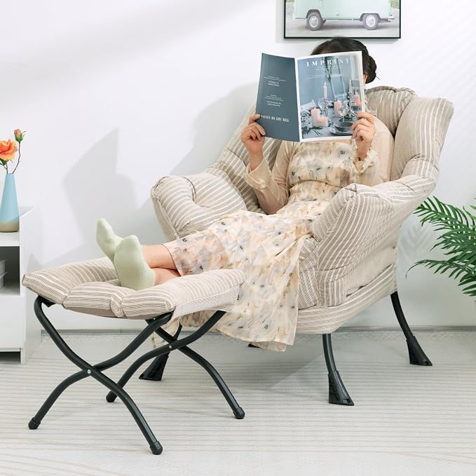 HollyHOME 15" Folding Footrest Stool, Upholstered Small Foldable Ottoman - Image 8