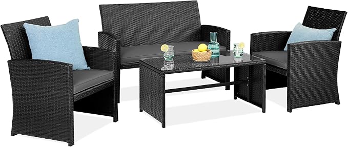 Best Choice Products 4-Piece Outdoor Wicker Patio Conversation Furniture Set by BestChoiceProducts