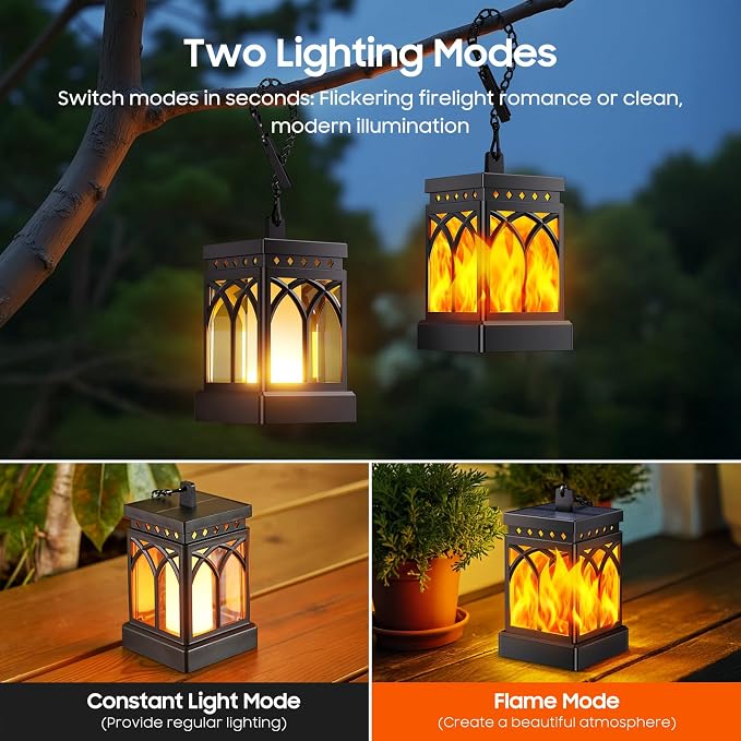 KOOPER 6 Pack Solar Lanterns Outdoor Waterproof, Upgraded Flickering Flame - Image 4