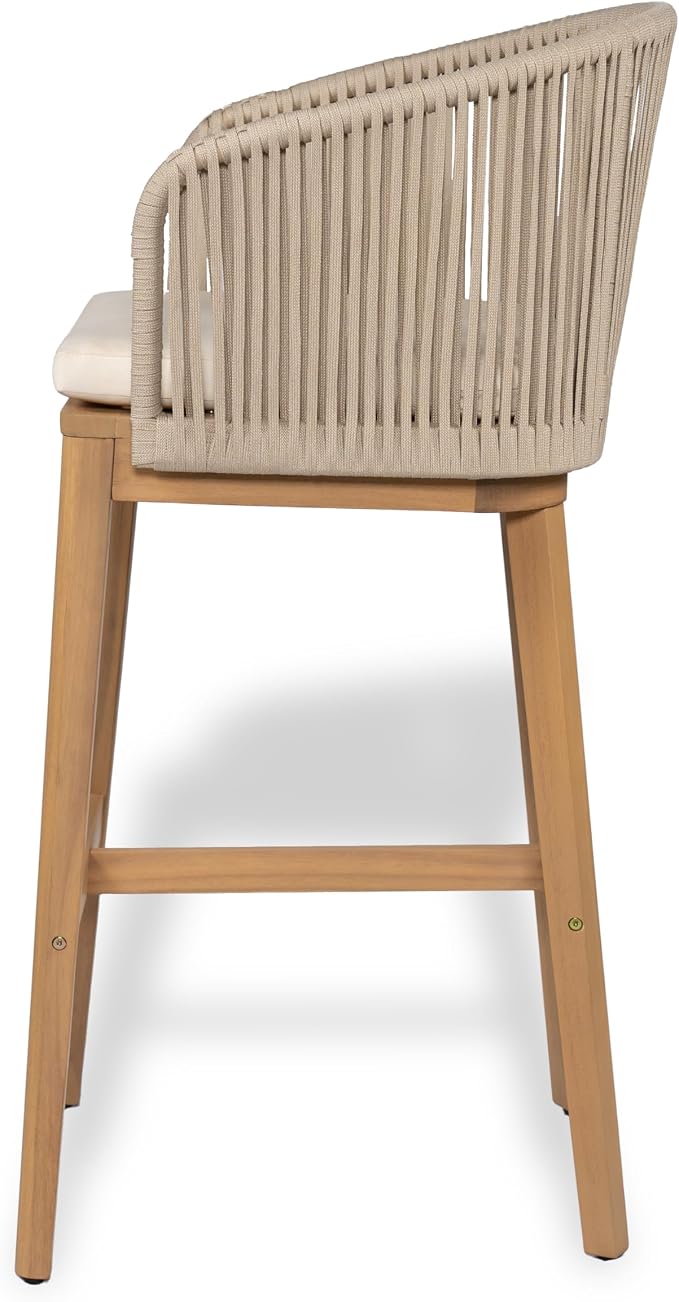 Christopher Knight Home Zax Set of 2 Patio Barstool, Acacia Wood & Rope Outdoor - Image 9