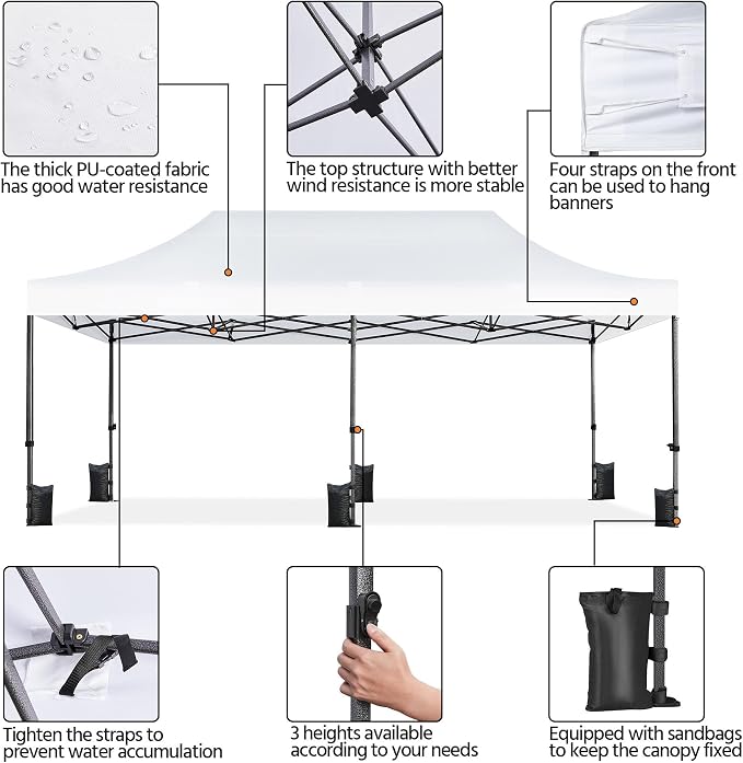 Yaheetech Heavy Duty Pop Up Canopy Tent, 10x20 Commercial Instant Shelter Tent - Image 4