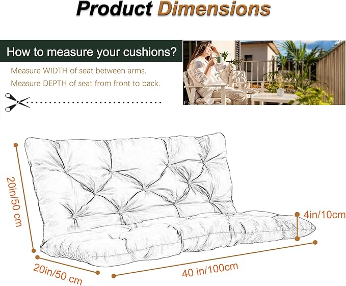 2-3 Seat Swing Replacement Cushion, Outdoor Bench Cushions - Image 6