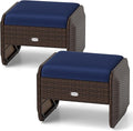 Tangkula 2 Pieces Patio PE Wicker Ottomans by TANGKULA