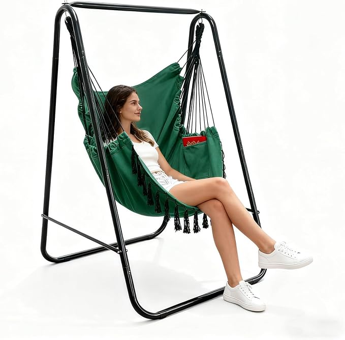 Hammock Chair with Stand, Heavy-Duty Hammock Stand with Large Indoor Swing - Image 4