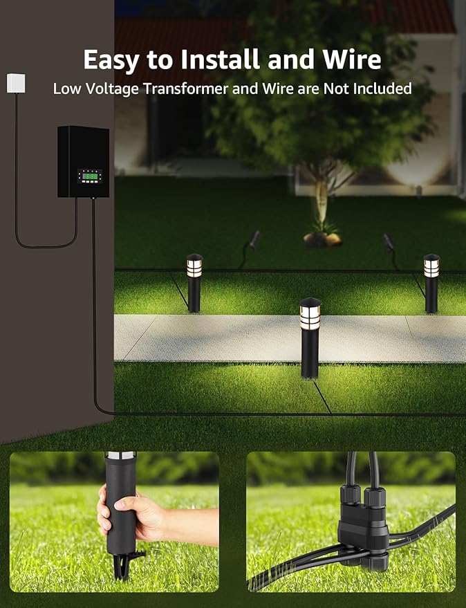 SUNVIE 4-Pack Low Voltage Pathway Lights 3W 3000K 12-24V LED Landscape Bollard - Image 4