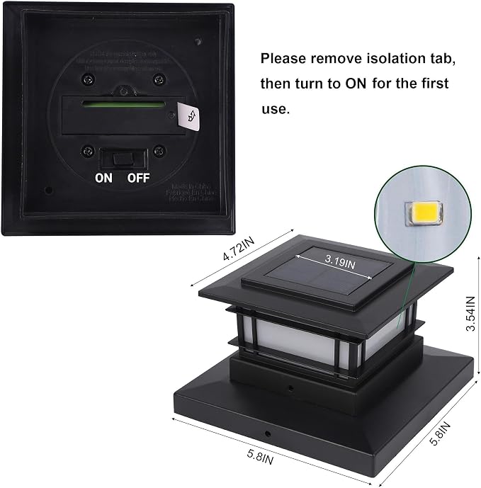 Dynaming 6 Pack Solar Post Cap Lights Outdoor, Fence Post Solar Lights Fit - Image 5