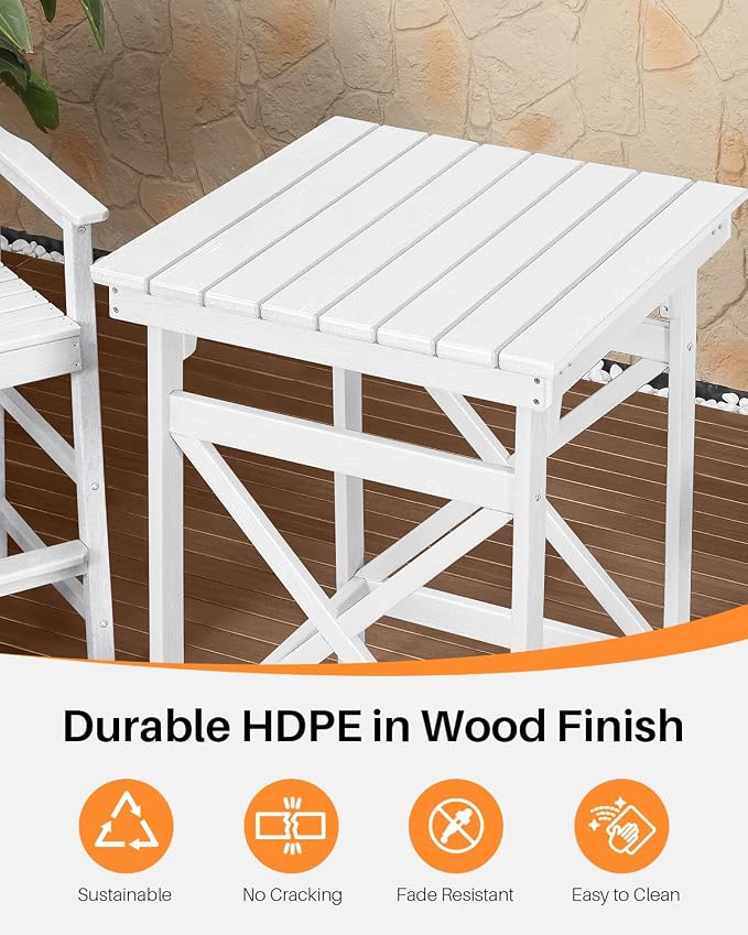 3-Piece Adirondack Chairs and Table Set, HDPE Patio Bar Sets, All Weather - Image 5