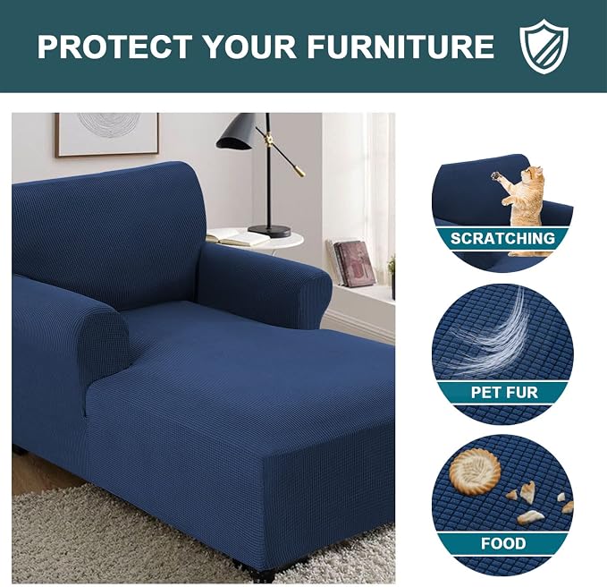 FantasDecor Chaise Lounge Cover Stretch Chair Lattice Slipcover - Image 5