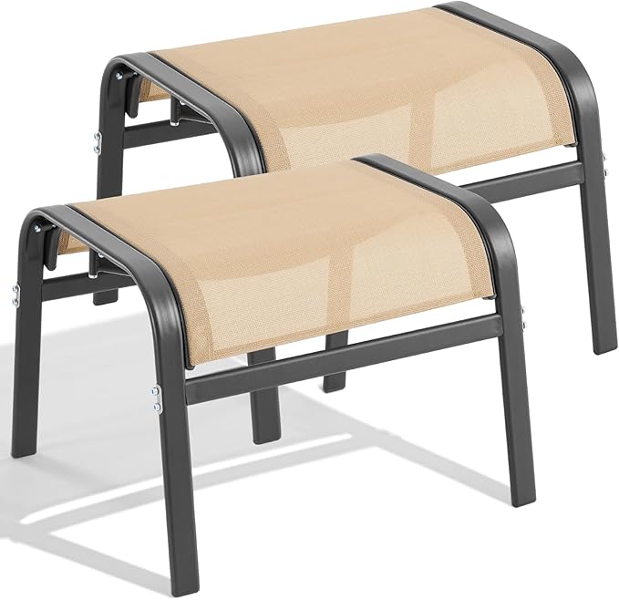 ONBRILL Outdoor Ottoman Set of 2, All Weather Outdoor Foot Stool by ONBRILL