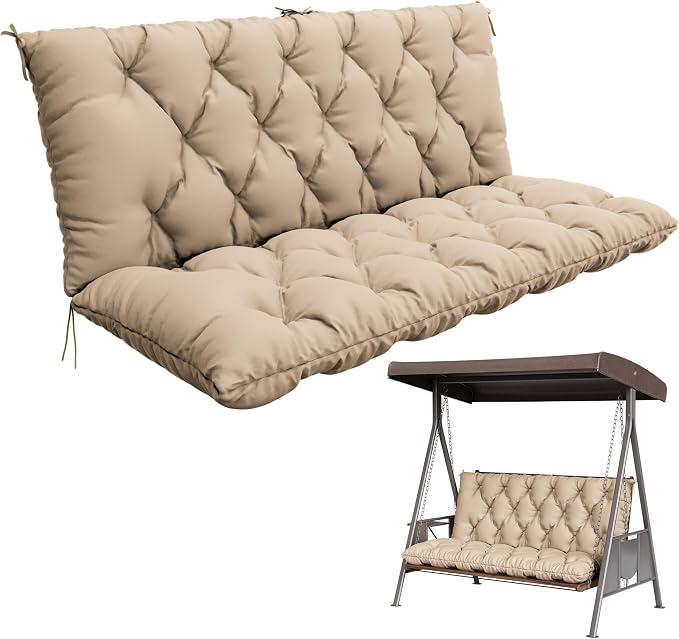 Porch Swing Cushion with Backrest, Waterproof Bench Cushion by Pakunoda