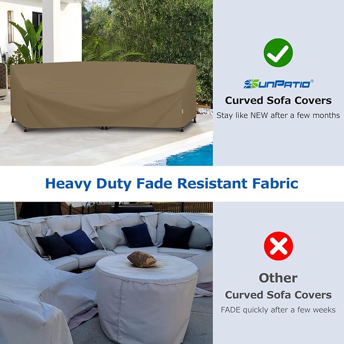 SunPatio Outdoor Curved Sectional Couch Cover, Heavy Duty Waterproof Patio Sofa - Image 6