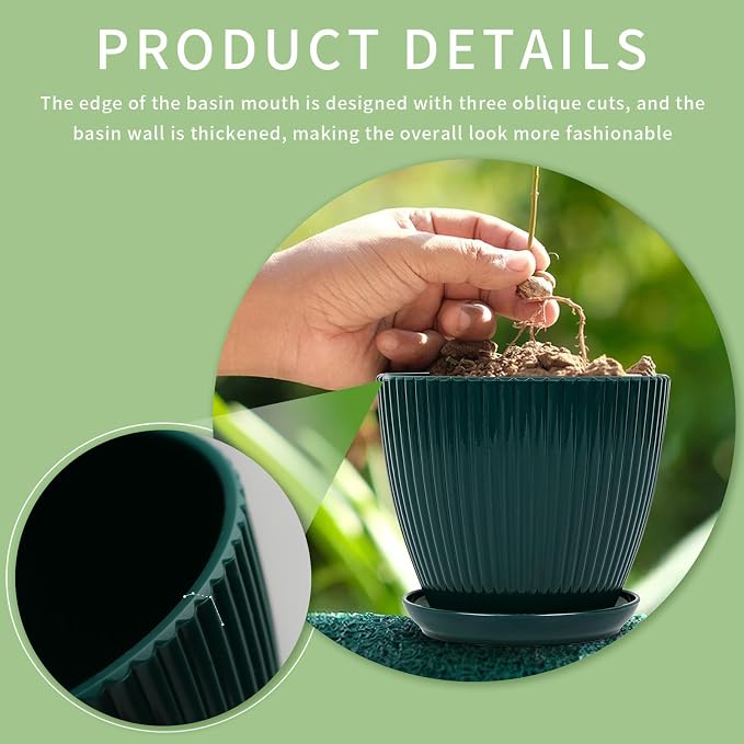 Plant Pots Indoor with Saucers & Drainage - Image 8
