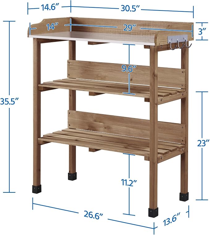 Yaheetech Outdoor Garden Potting Bench Table, Wooden Horticulture Planting - Image 7