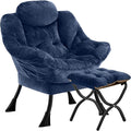 Lazy Chair with Folding Ottoman, Leisure Sofa Chair, Soft Fabric Armchair with by Congermom