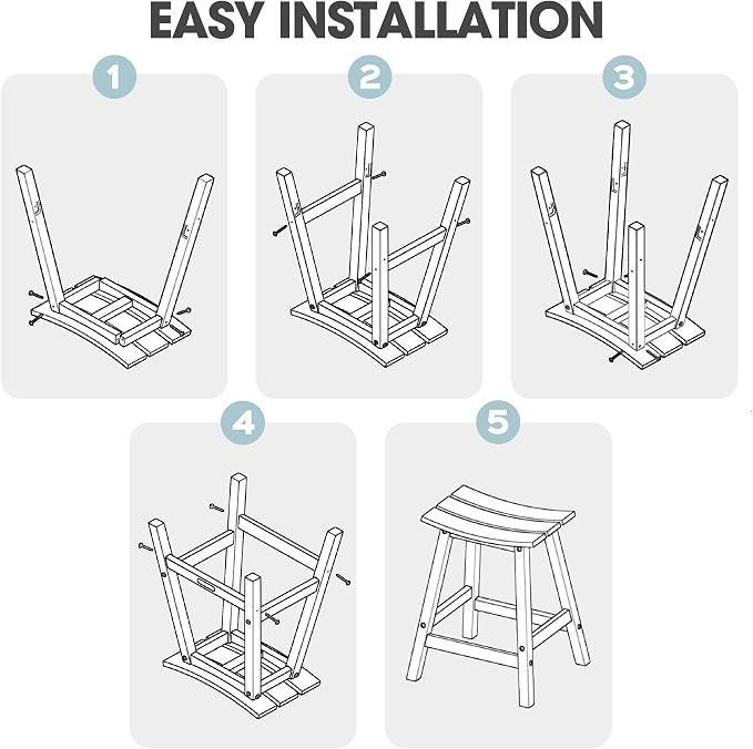 Ciokea 4 Set 29" Outdoor Bar Stools Heavy Duty HDPE Outdoor Stools Weatherproof - Image 5