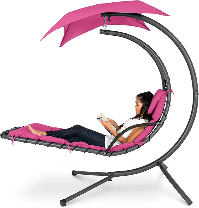 Best Choice Products Outdoor Hanging Curved Steel Chaise Lounge Chair Swing by BestChoiceProducts