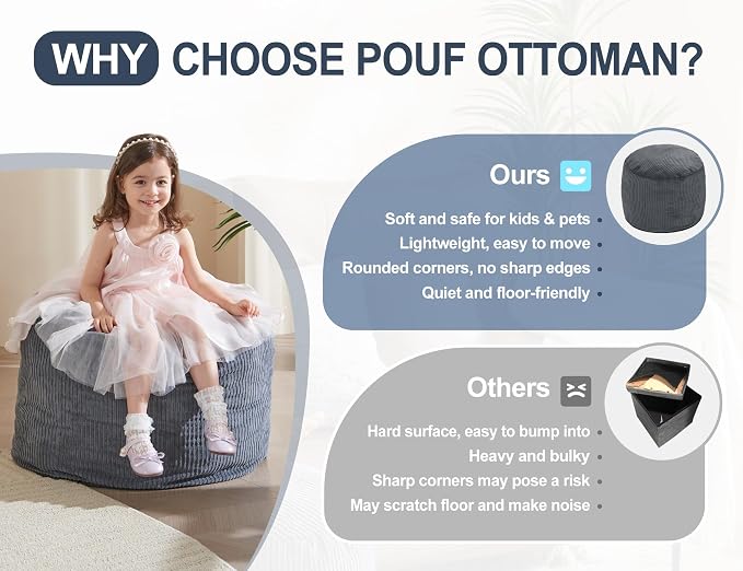 Pouf Ottoman Foot Stools with Foam Small Ottoman - Image 7