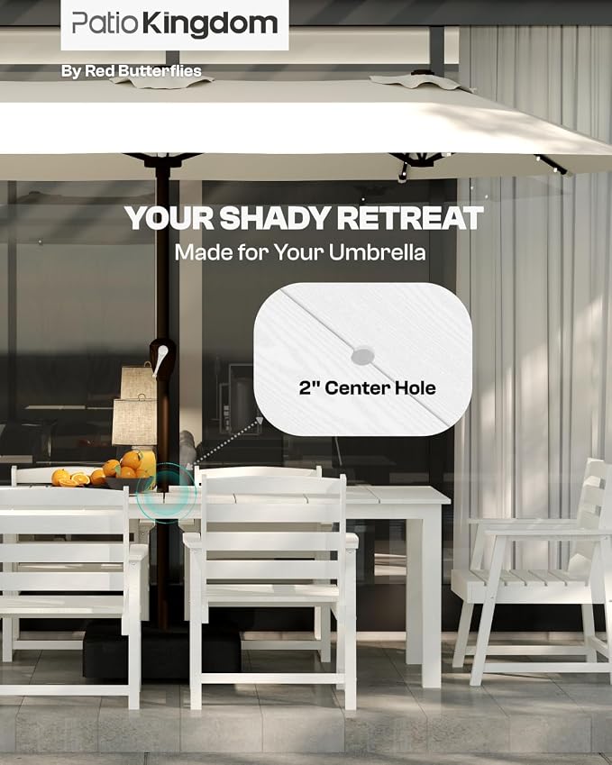 White 9-Piece Outdoor Dining Set - Image 3